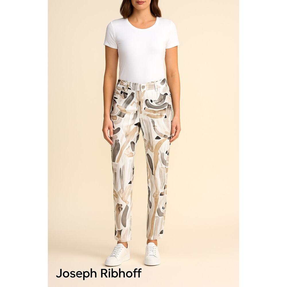 Joseph Ribkoff Abstract Print Straight-Leg Jeans – Size 4